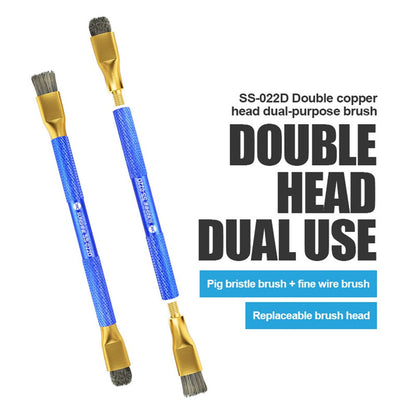 SUNSHINE SS-022D Double Copper Head Dual Purpose Brush Aluminum Alloy Non-Slip Handle Cleaning Brush