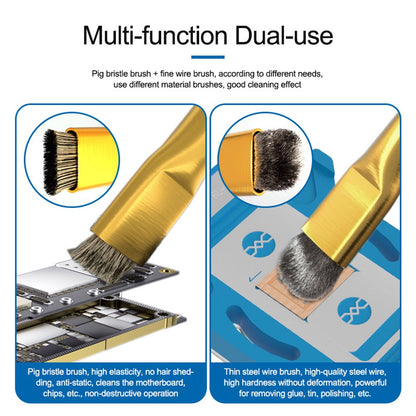 SUNSHINE SS-022D Double Copper Head Dual Purpose Brush Aluminum Alloy Non-Slip Handle Cleaning Brush
