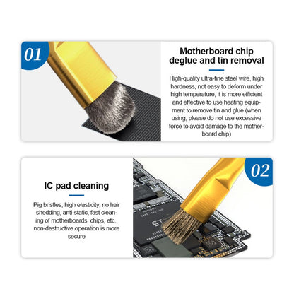 SUNSHINE SS-022D Double Copper Head Dual Purpose Brush Aluminum Alloy Non-Slip Handle Cleaning Brush