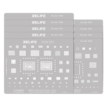 RELIFE RL-044 9Pcs IP Series CPU Integrated Steel Mesh Set A8-A16 CPU Tin Planting Kit