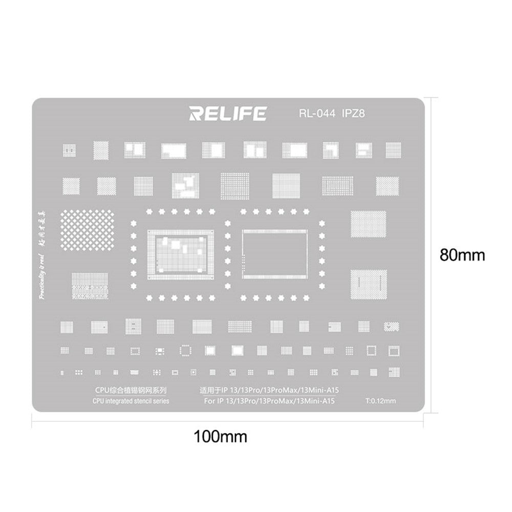RELIFE RL-044 9Pcs IP Series CPU Integrated Steel Mesh Set A8-A16 CPU Tin Planting Kit