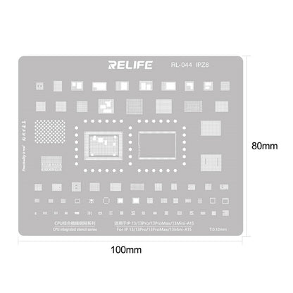 RELIFE RL-044 9Pcs IP Series CPU Integrated Steel Mesh Set A8-A16 CPU Tin Planting Kit