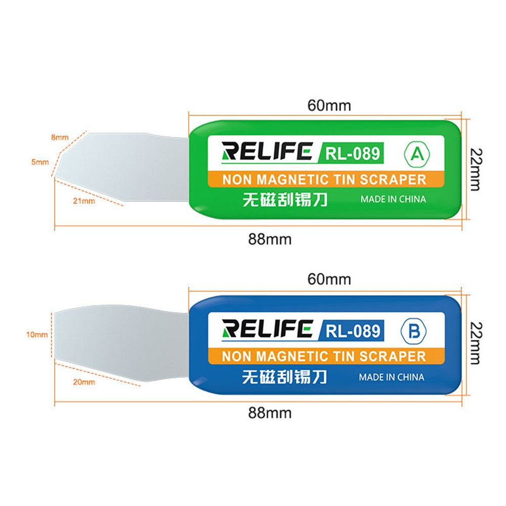 RELIFE RL-089 Non-Magnetic Tin Scraper Set Multi-Angle Design Portable Handle Scraper for Motherboard / CPU / IC