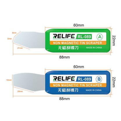 RELIFE RL-089 Non-Magnetic Tin Scraper Set Multi-Angle Design Portable Handle Scraper for Motherboard / CPU / IC