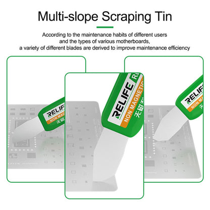 RELIFE RL-089 Non-Magnetic Tin Scraper Set Multi-Angle Design Portable Handle Scraper for Motherboard / CPU / IC