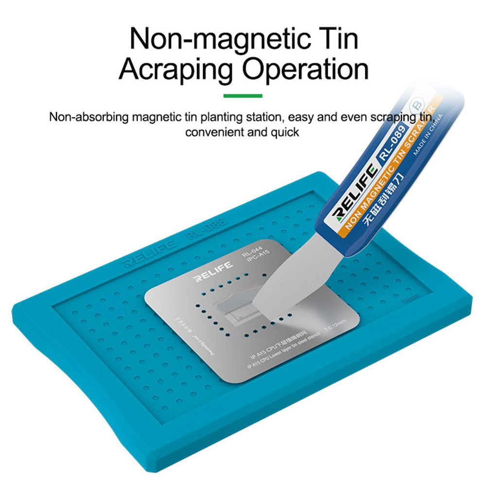 RELIFE RL-089 Non-Magnetic Tin Scraper Set Multi-Angle Design Portable Handle Scraper for Motherboard / CPU / IC