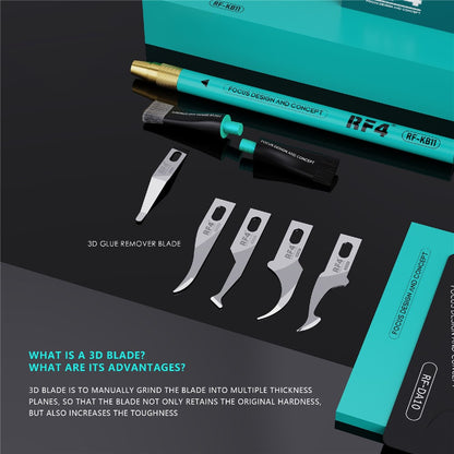 RF4 RF-KB11 Multifunctional Tin, Glue Handheld Remover Mobile Phone Repair Blade Cutter Set with Blades