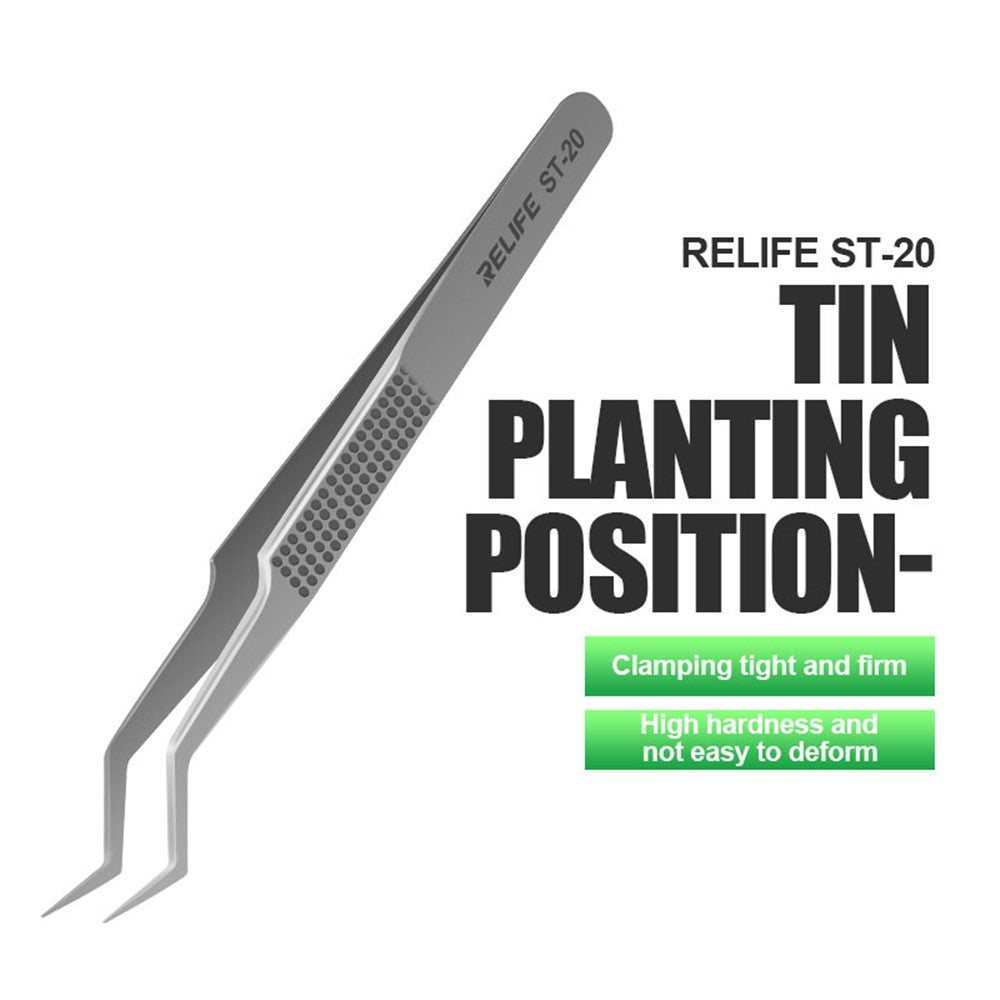 RELIFE ST-20 Chip Placement Tin Positioning Tweezers Anti-magnetic Adsorption Tweezers