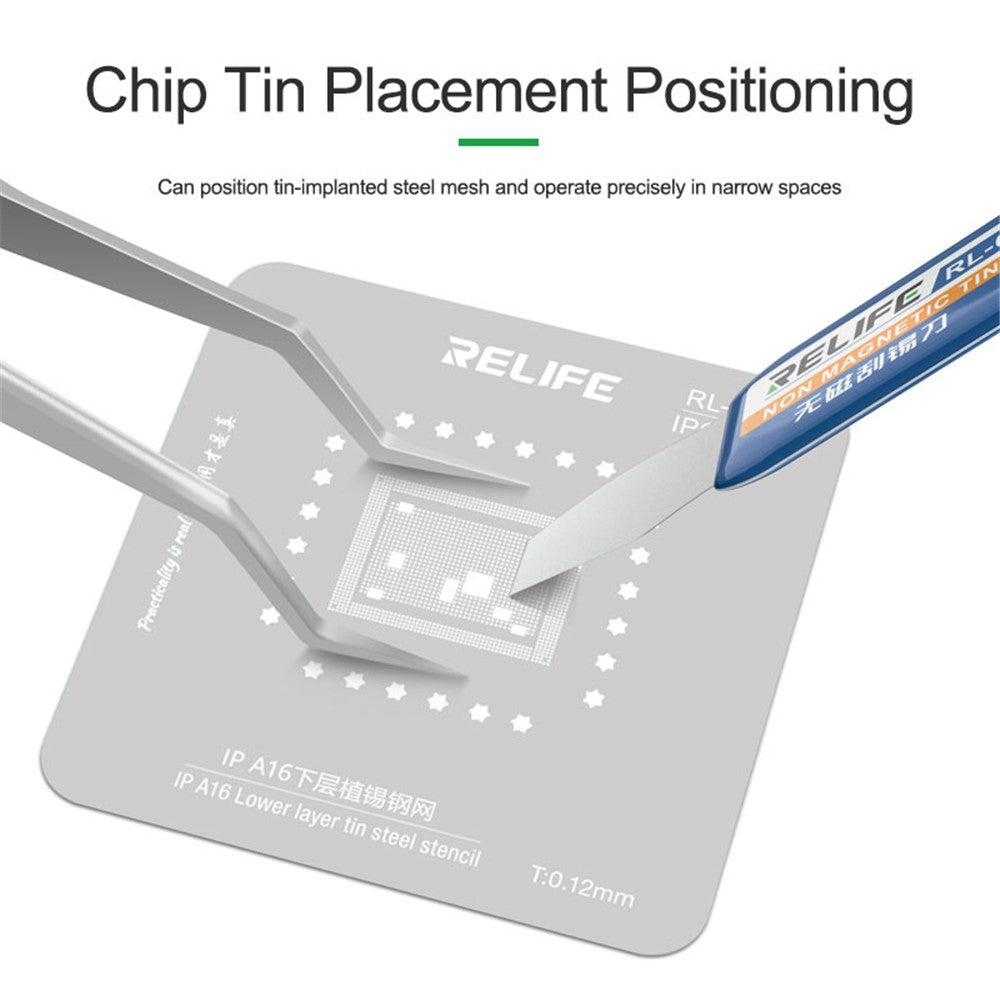 RELIFE ST-20 Chip Placement Tin Positioning Tweezers Anti-magnetic Adsorption Tweezers