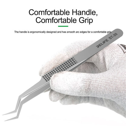 RELIFE ST-20 Chip Placement Tin Positioning Tweezers Anti-magnetic Adsorption Tweezers