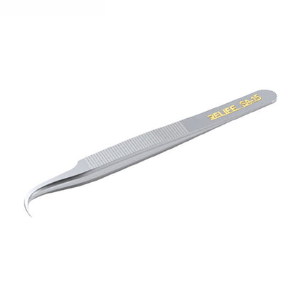RELIFE SA-15 Anti-skid Stainless Steel Curved Tip Tweezers Electronic Device Precision Repair Tool