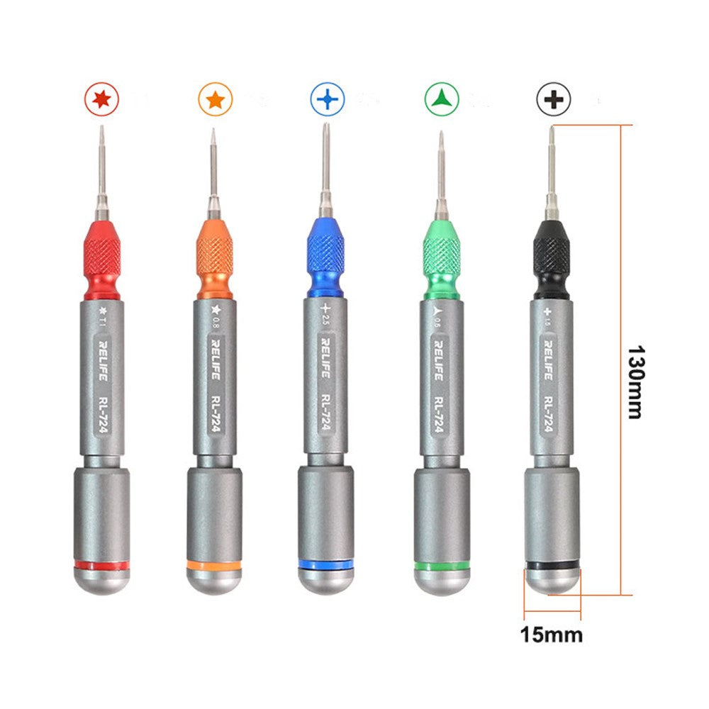 RELIFE RL-724A 5Pcs Torque Screwdriver Set for Cell Phone, Tablets Handheld High Precision Screwdriver Repair Tools