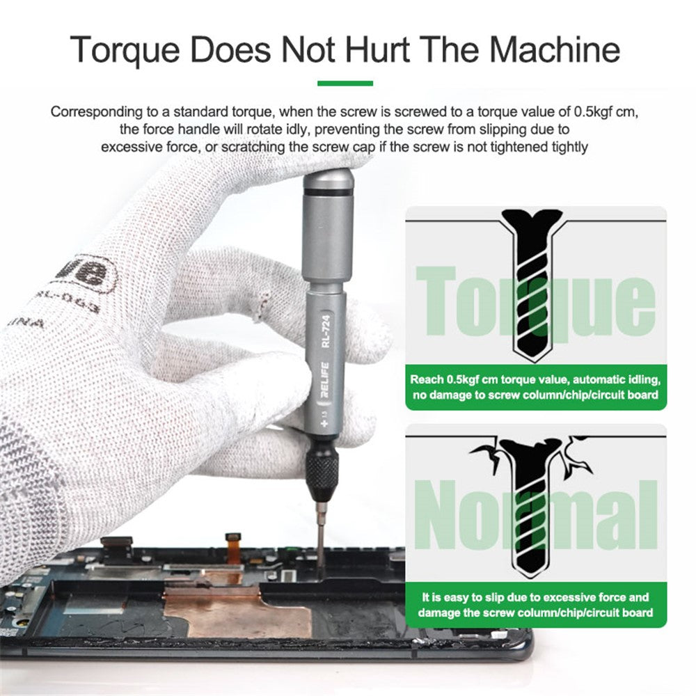RELIFE RL-724A 5Pcs Torque Screwdriver Set for Cell Phone, Tablets Handheld High Precision Screwdriver Repair Tools