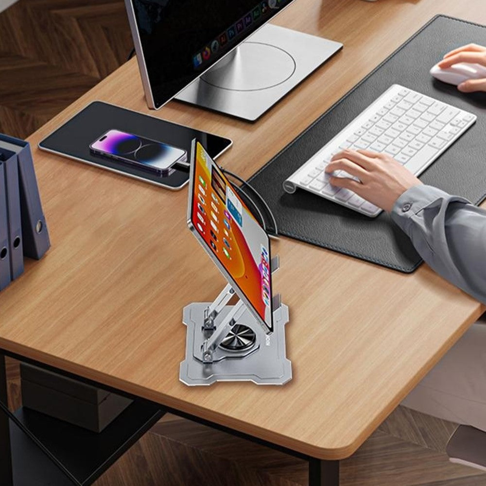 WEKOME WA-S105 Foldable Phone Tablet Holder Rotatable Adjustable Carbon Steel Stand For 4.7-13 Inch Devices