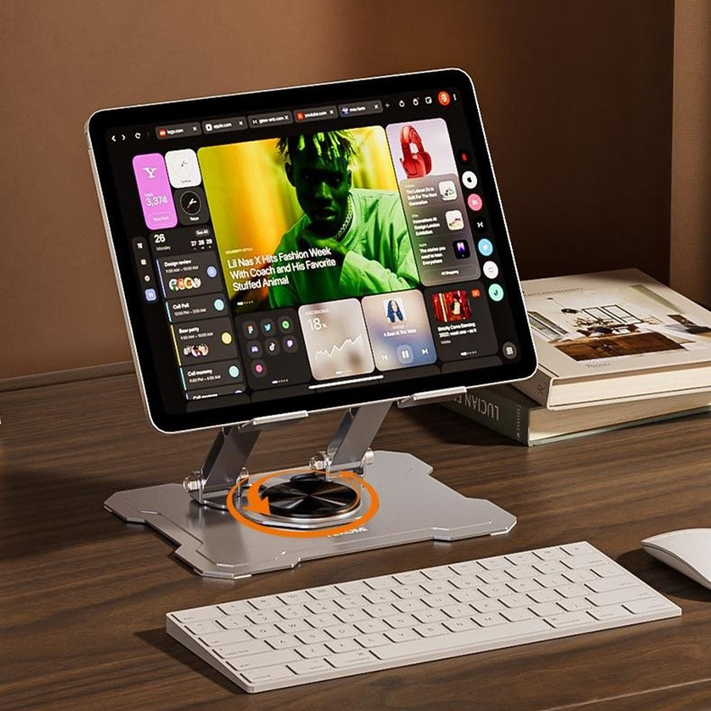 WEKOME WA-S105 Foldable Phone Tablet Holder Rotatable Adjustable Carbon Steel Stand For 4.7-13 Inch Devices