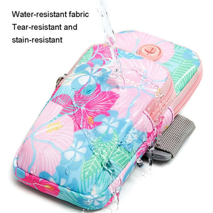 18 x 9cm Arm Band Elastic Phone Holder Flower Pattern Small Item Storage Bag Armband Cell Phones Pouch (Size: L)