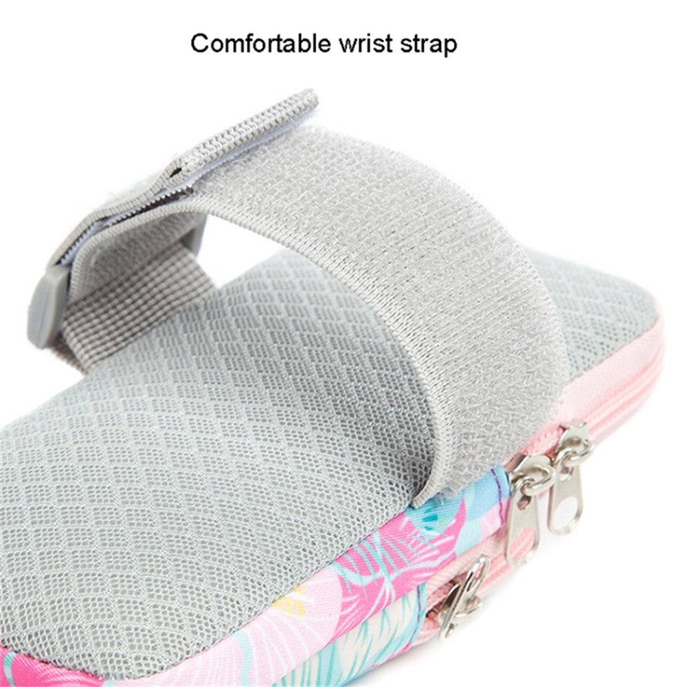 18 x 9cm Arm Band Elastic Phone Holder Flower Pattern Small Item Storage Bag Armband Cell Phones Pouch (Size: L)