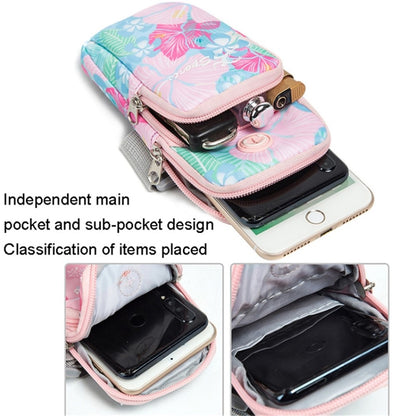 18 x 9cm Arm Band Elastic Phone Holder Flower Pattern Small Item Storage Bag Armband Cell Phones Pouch (Size: L)