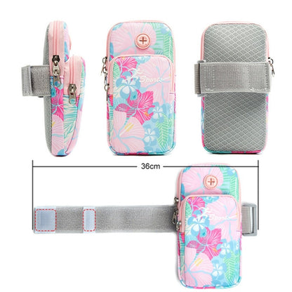 18 x 9cm Arm Band Elastic Phone Holder Flower Pattern Small Item Storage Bag Armband Cell Phones Pouch (Size: L)