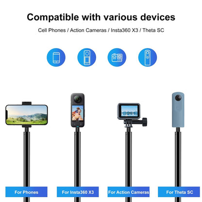 PULUZ PU642B 300cm Bullet Time Invisible Selfie Stick for Insta360 ONE RS / X3 / X2 Extension Rod with Hand Strap