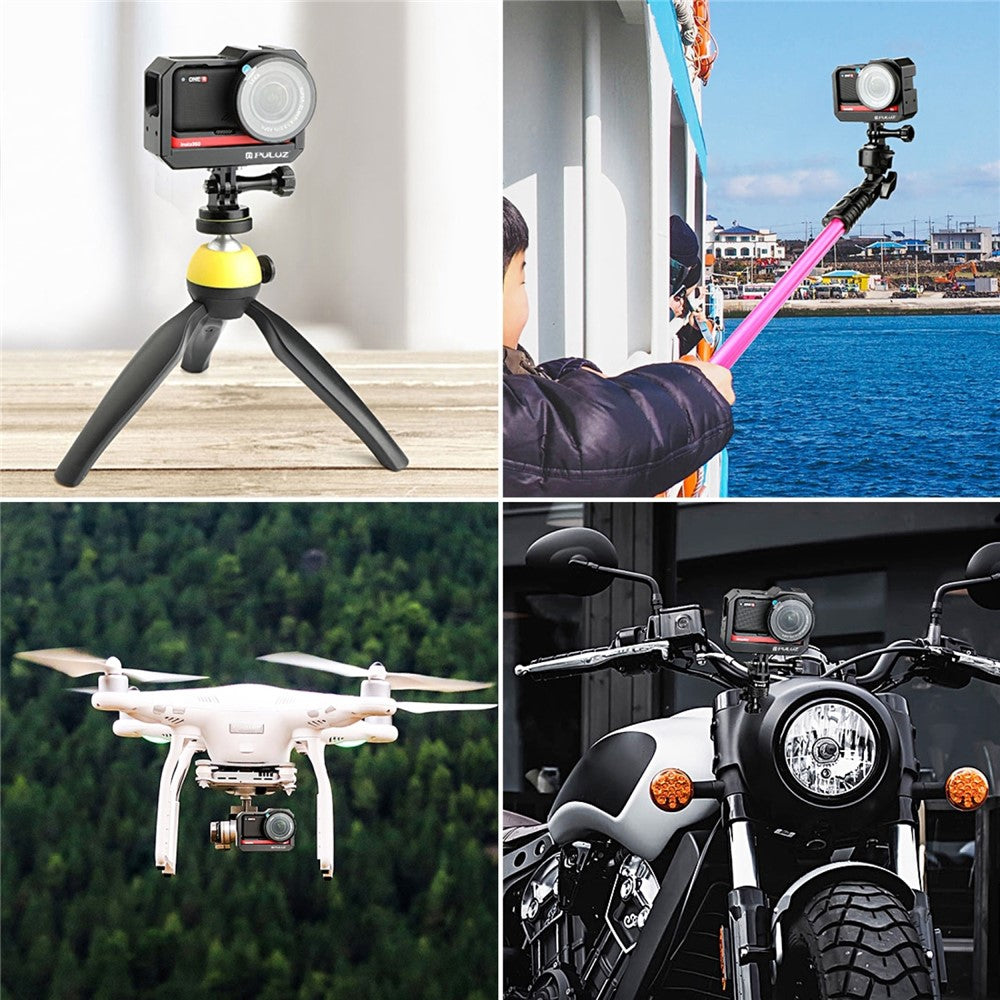 PULUZ PU511 For Insta360 ONE R Aluminum Alloy Frame Cold Shoe Mount Protective Cage