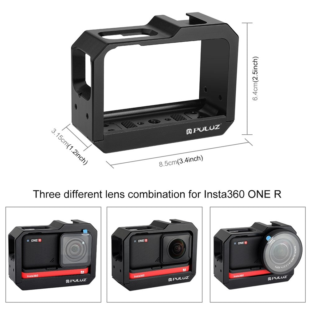 PULUZ PU511 For Insta360 ONE R Aluminum Alloy Frame Cold Shoe Mount Protective Cage