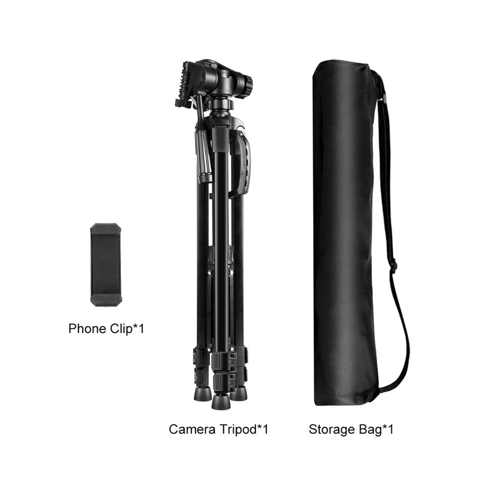PULUZ PU3096 Smartphone Camera Selfie Live Streaming Tripod Stand with Pan Tilt Head and Phone Clamp