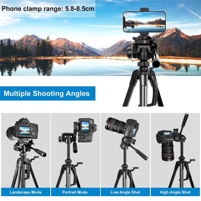 PULUZ PU3096 Smartphone Camera Selfie Live Streaming Tripod Stand with Pan Tilt Head and Phone Clamp