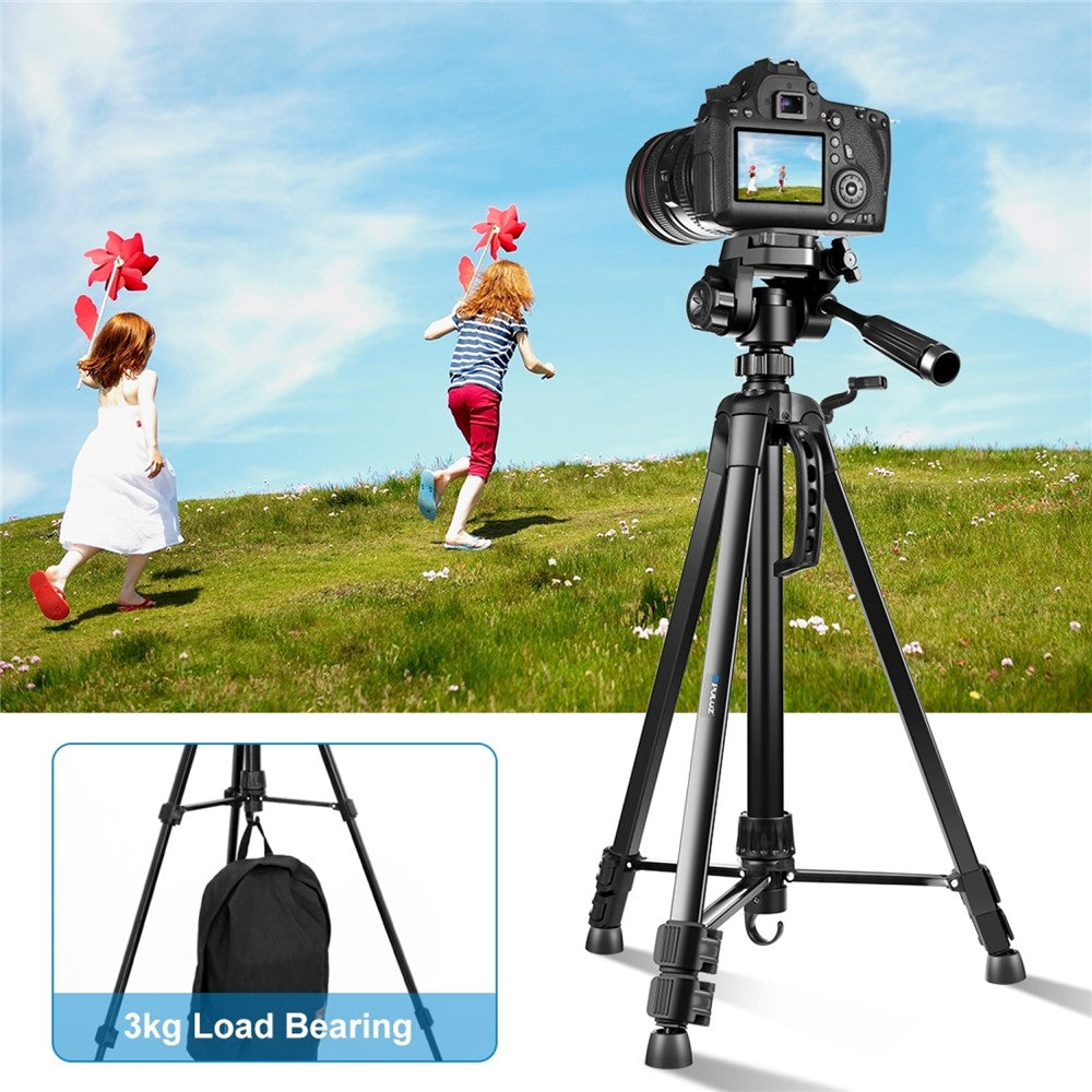 PULUZ PU3096 Smartphone Camera Selfie Live Streaming Tripod Stand with Pan Tilt Head and Phone Clamp