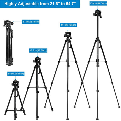 PULUZ PU3096 Smartphone Camera Selfie Live Streaming Tripod Stand with Pan Tilt Head and Phone Clamp