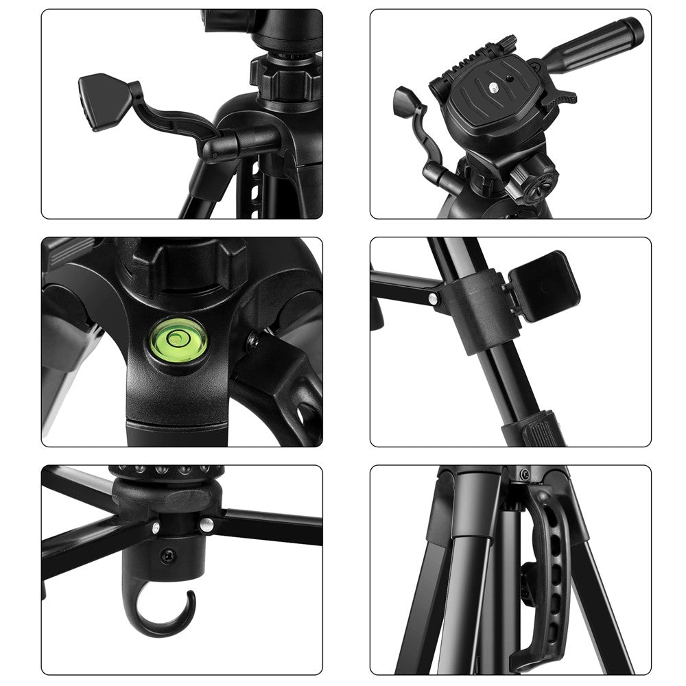 PULUZ PU3096 Smartphone Camera Selfie Live Streaming Tripod Stand with Pan Tilt Head and Phone Clamp