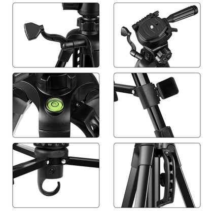 PULUZ PU3096 Smartphone Camera Selfie Live Streaming Tripod Stand with Pan Tilt Head and Phone Clamp