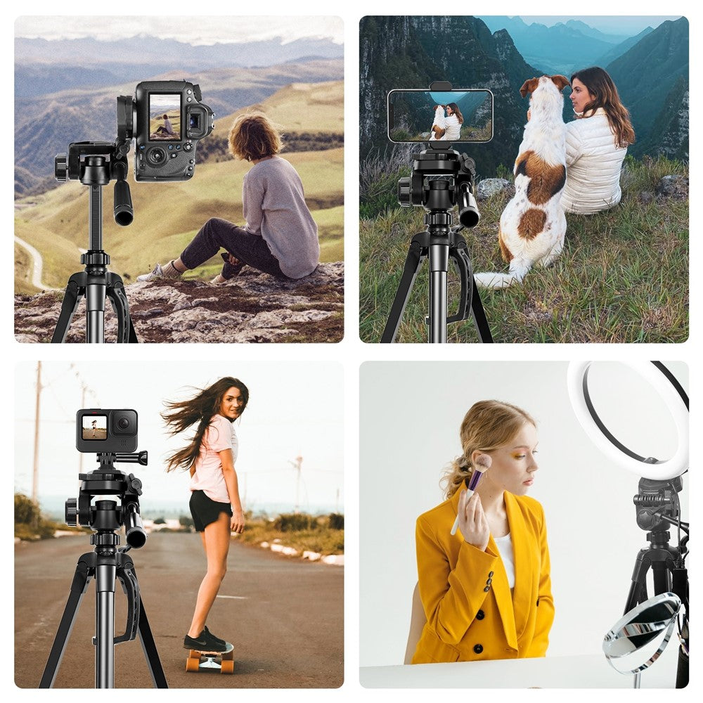 PULUZ PU3096 Smartphone Camera Selfie Live Streaming Tripod Stand with Pan Tilt Head and Phone Clamp
