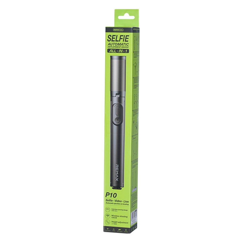 REMAX P10 Portable Selfie Stick with Bluetooth-compatible Remote Automatic Pop Up Tripod for 4.7-6.7 Inch Phones