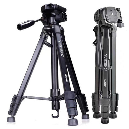 YUNTENG VCT-668 Professional Portable Aluminum Alloy Tripod Stand Extendable Photography Tripod with Gimbal Stabilizer for SLR/Mobile Phones