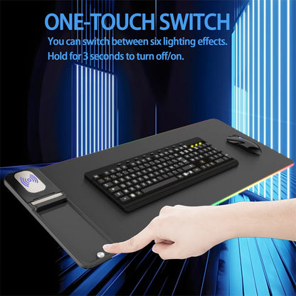 H18 Smartphone 15W Wireless Charging Keyboard Mouse Pad Foldable Multifunctional LED Illuminated Mousepad