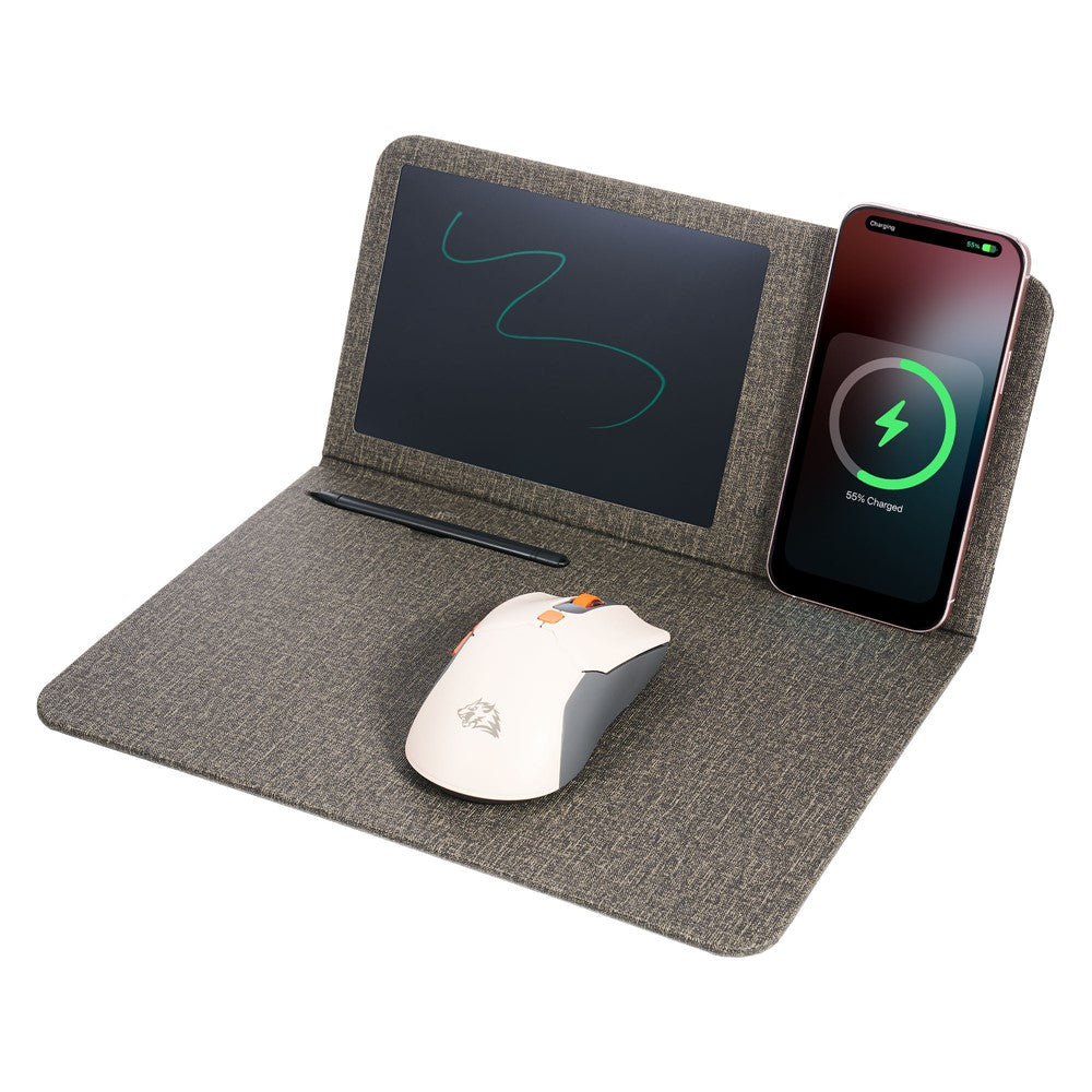H18-2 15W Fast Charging Wireless Charger Multifunctional Mouse Pad with Stand and Writing Pad