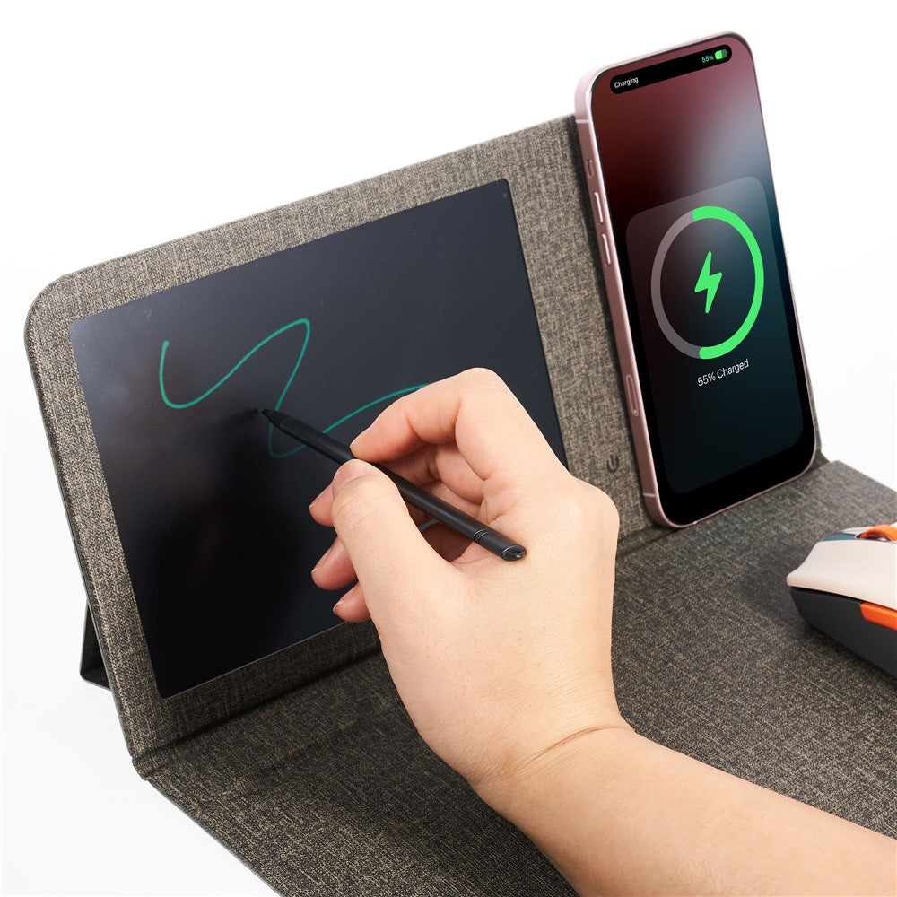 H18-2 15W Fast Charging Wireless Charger Multifunctional Mouse Pad with Stand and Writing Pad