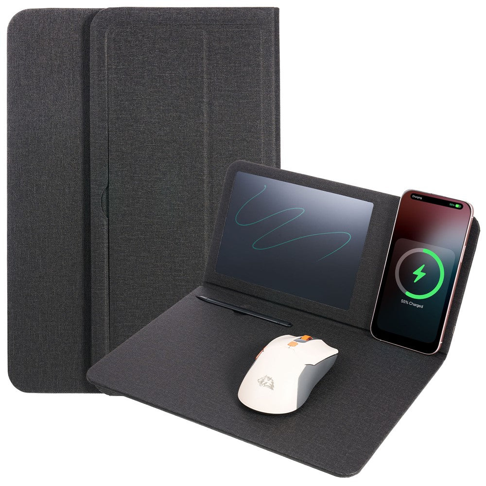 H18-2 15W Fast Charging Wireless Charger Multifunctional Mouse Pad with Stand and Writing Pad