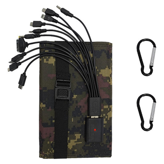 10W 5V Portable Outdoor Solar Power Supply 5 Folding Solar Panels Phone Charging Device with 10-in-1 Cable