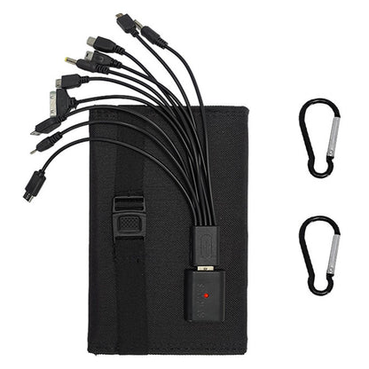 10W 5V Portable Outdoor Solar Power Supply 5 Folding Solar Panels Phone Charging Device with 10-in-1 Cable