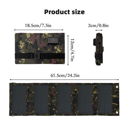 10W 5V Portable Outdoor Solar Power Supply 5 Folding Solar Panels Phone Charging Device, No Cable