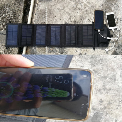 20W Portable Outdoor Dual USB Solar Charger 6 Folding Solar Panels Phone Charging Power Bank