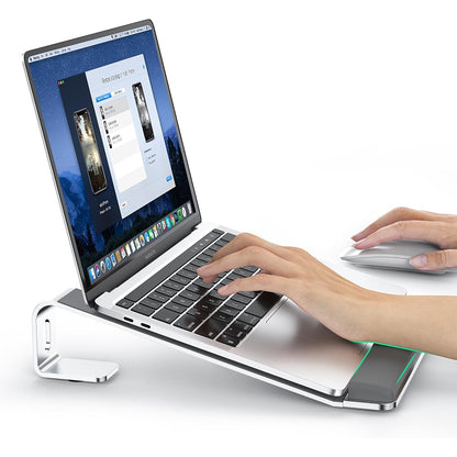 M8 Detachable Aluminum Alloy Laptop Riser Cooling Bracket with Silicone Wrist Support