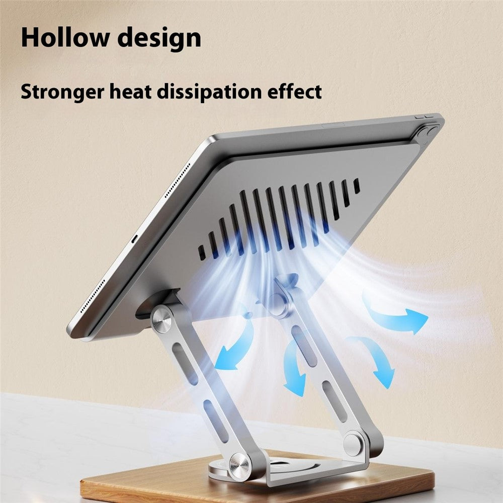 J27 Adjustable Tablets Laptops Cooling Stand Riser Wooden Base Metal Rotating Foldable Desktop Bracket