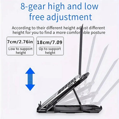 N2 Foldable Laptop Stand with 360° Rotating Base and Phone Holder 8-Level Ergonomic Laptop Riser