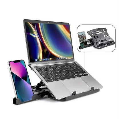N2 Foldable Laptop Stand with 360° Rotating Base and Phone Holder 8-Level Ergonomic Laptop Riser