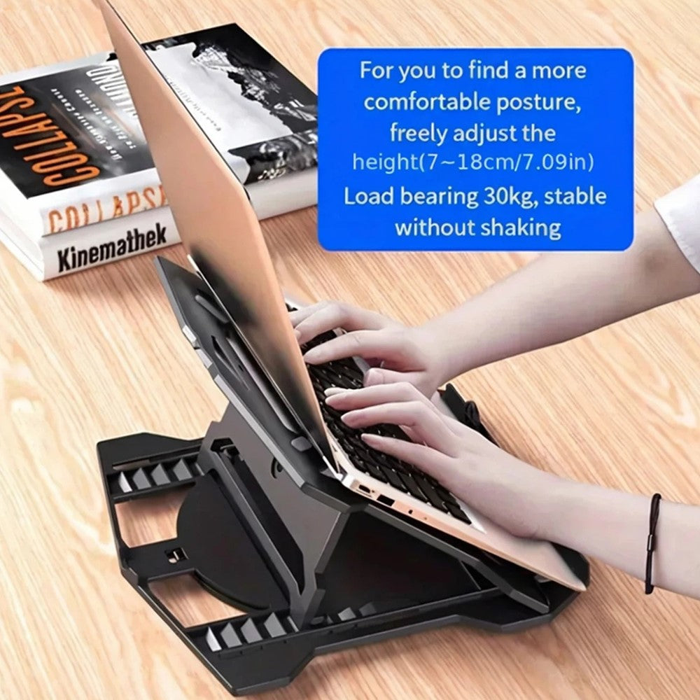 N2 Foldable Laptop Stand with 360° Rotating Base and Phone Holder 8-Level Ergonomic Laptop Riser