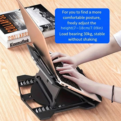 N2 Foldable Laptop Stand with 360° Rotating Base and Phone Holder 8-Level Ergonomic Laptop Riser