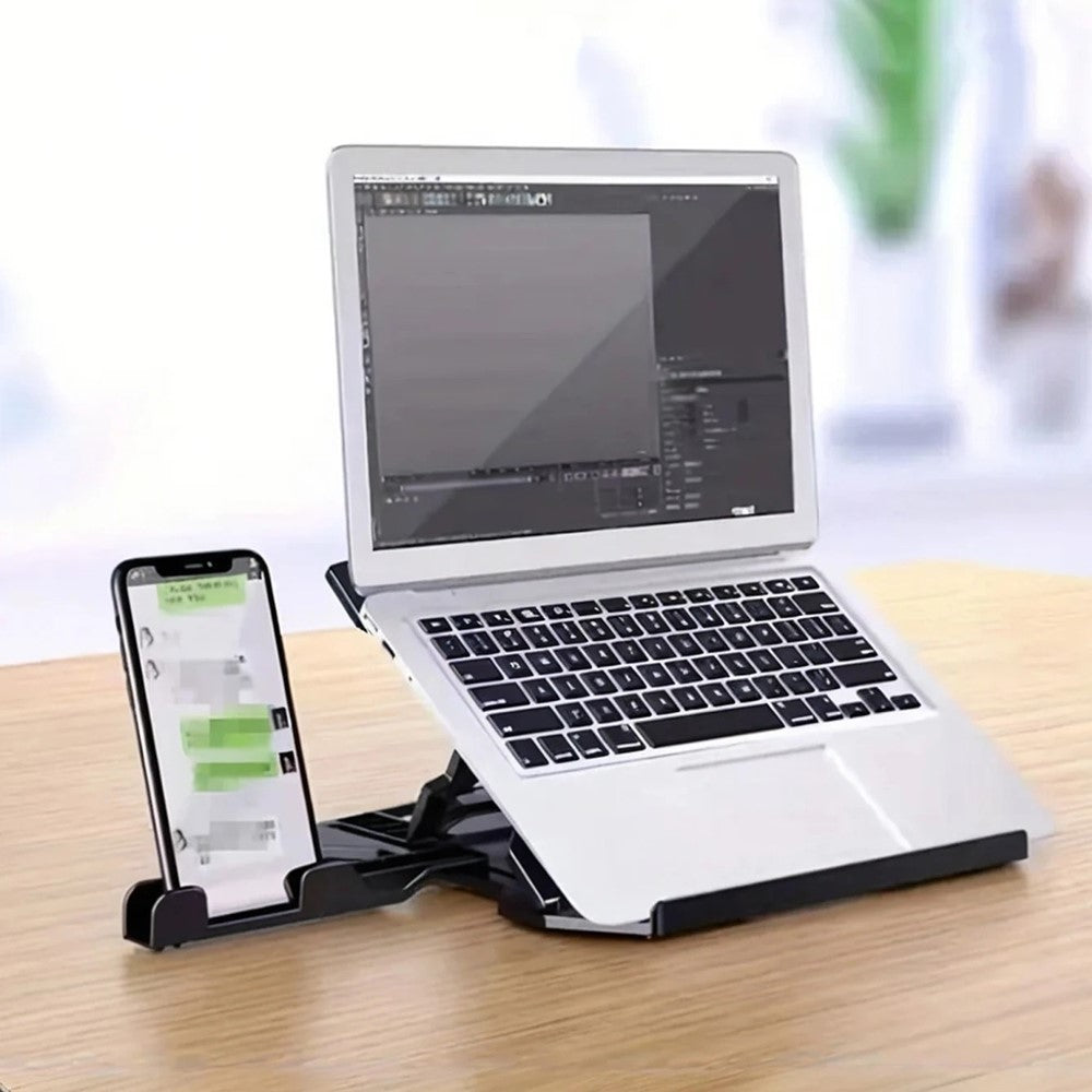 N2 Foldable Laptop Stand with 360° Rotating Base and Phone Holder 8-Level Ergonomic Laptop Riser